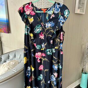 Joe Fresh Navy Floral Midi Dress Sz XL